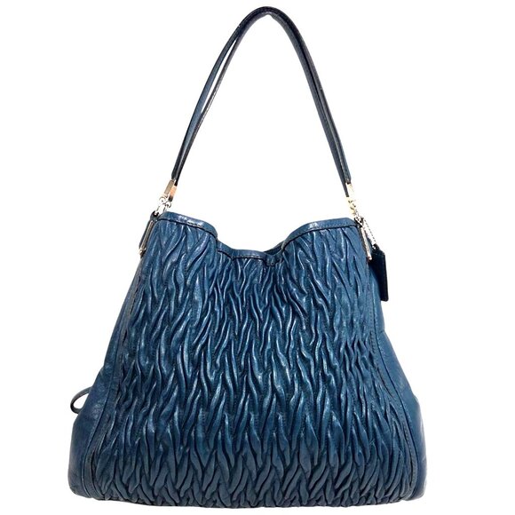 Coach 2013 Teal Madison Phoebe Gathered Twist Leather Shoulder Bag Leather 26257 - Picture 1 of 14